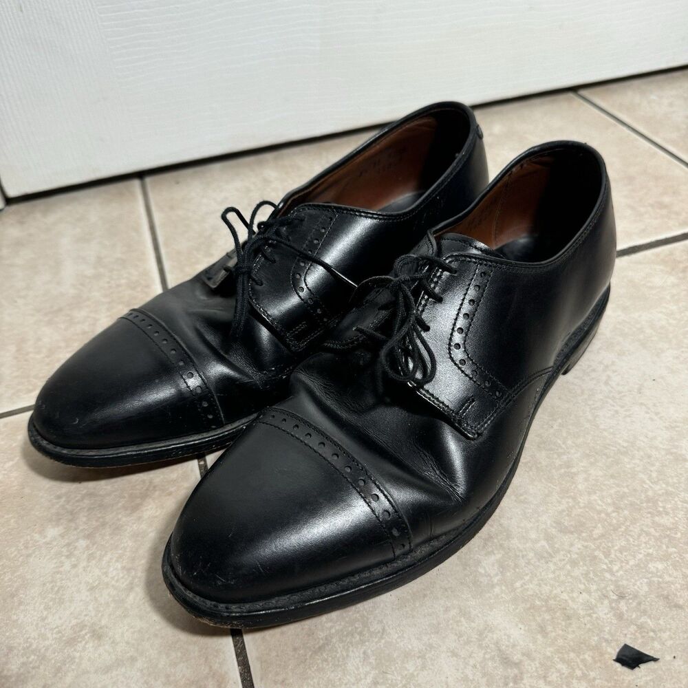 Allen Edmonds Clifton Men's 8.5 EEE Black Leather Brogue Cap Toe Derby Shoes